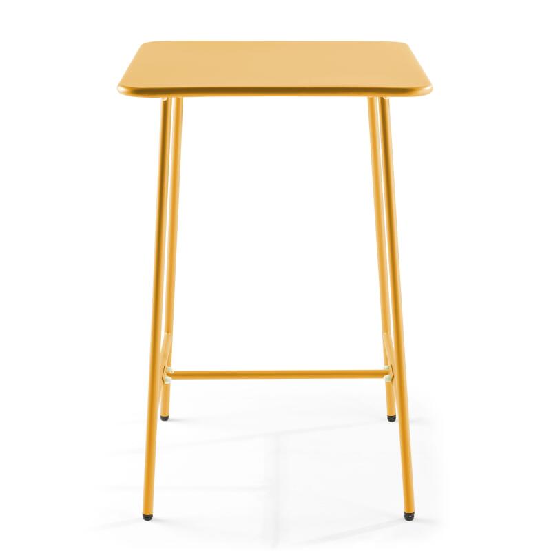 Hochbar-Tisch 70 cm x 70 cm und 4 hohe Metallstühle