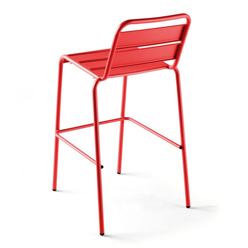 Hochbar-Tisch 70 cm x 70 cm und 4 hohe Metallstühle