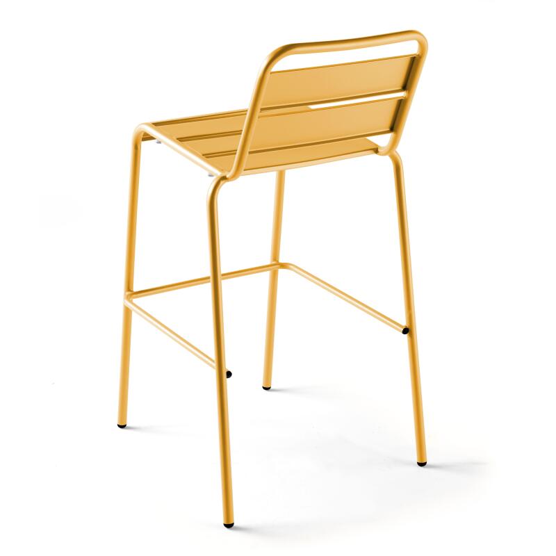 Hochbar-Tisch 70 cm x 70 cm und 4 hohe Metallstühle
