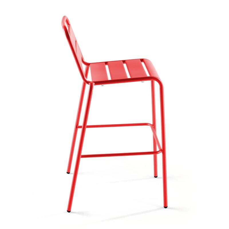 Hochbar-Tisch 70 cm x 70 cm und 4 hohe Metallstühle