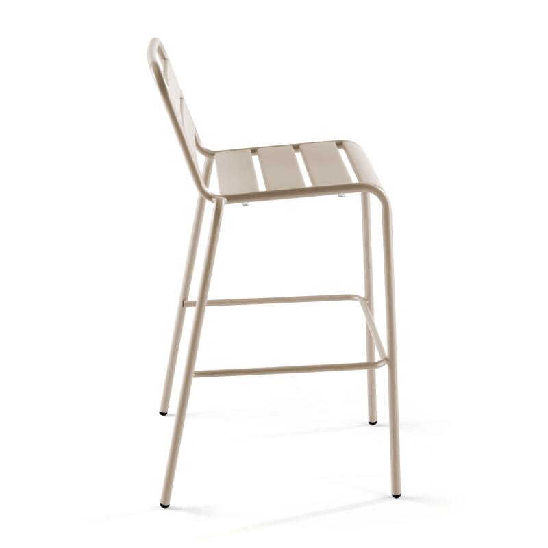 Hochbar-Tisch 70 cm x 70 cm und 4 hohe Metallstühle