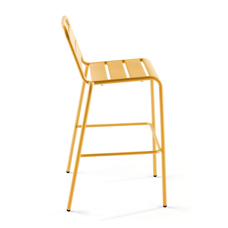Hochbar-Tisch 70 cm x 70 cm und 4 hohe Metallstühle