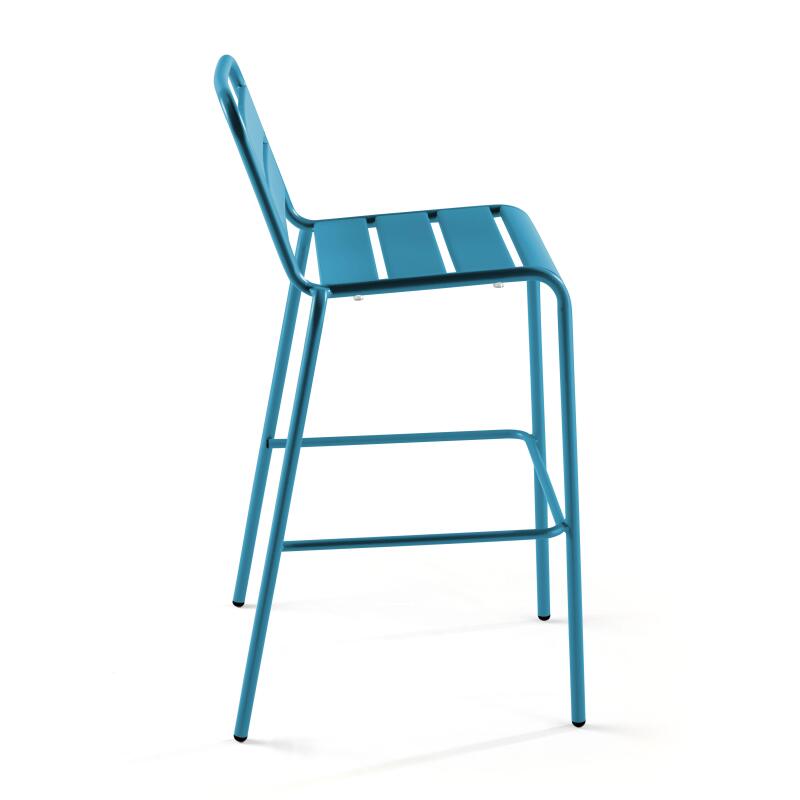 Hochbar-Tisch 70 cm x 70 cm und 4 hohe Metallstühle