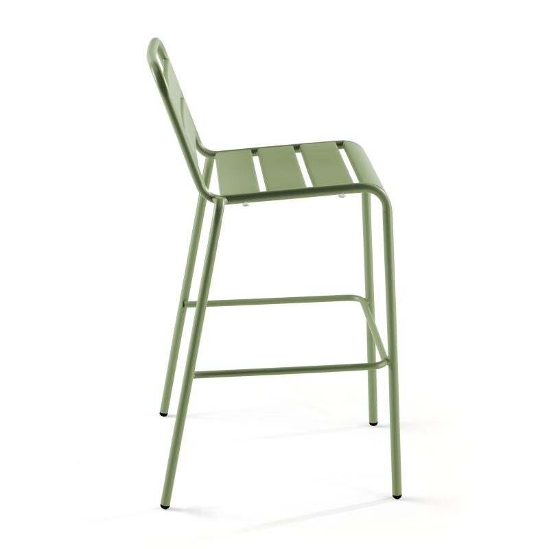 Hochbar-Tisch 70 cm x 70 cm und 4 hohe Metallstühle