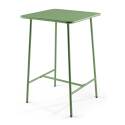 Hochbar-Tisch 70 cm x 70 cm und 4 hohe Metallstühle