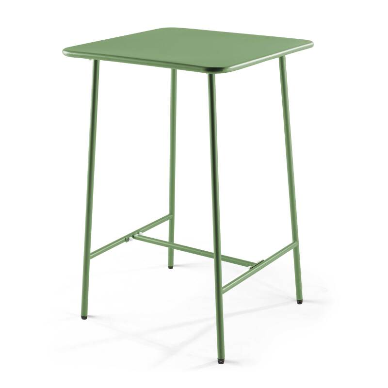 Hochbar-Tisch 70 cm x 70 cm und 4 hohe Metallstühle