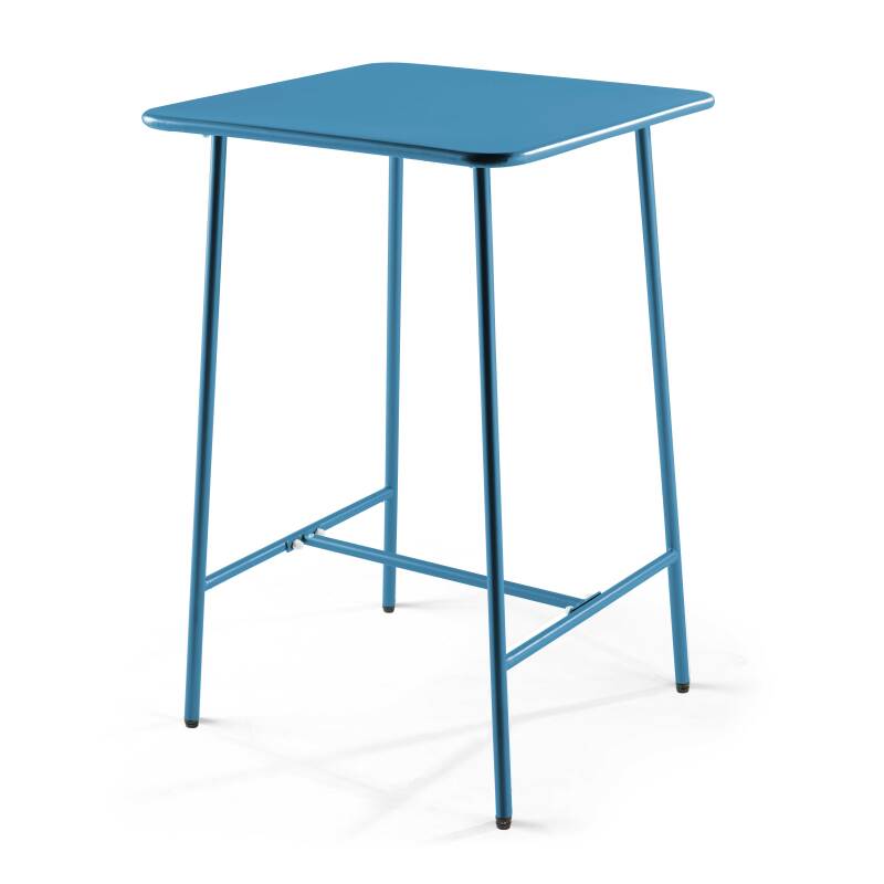 Hochbar-Tisch 70 cm x 70 cm und 4 hohe Metallstühle