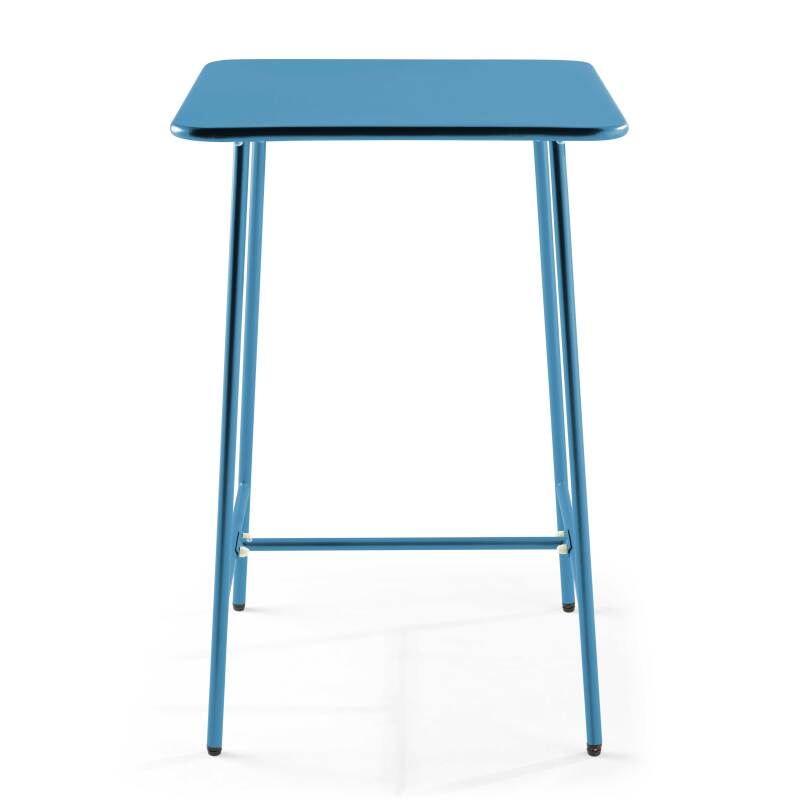 Hochbar-Tisch 70 cm x 70 cm und 4 hohe Metallstühle