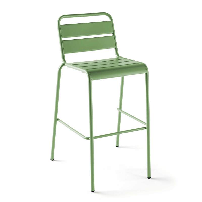 Hochbar-Tisch 70 cm x 70 cm und 4 hohe Metallstühle