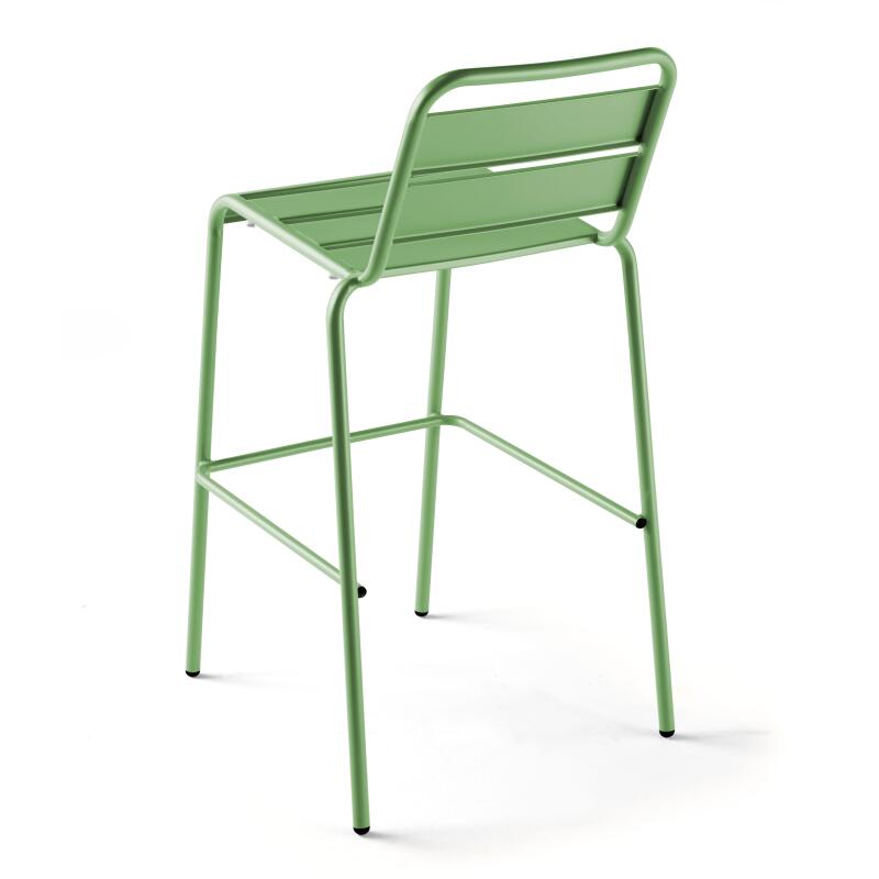 Hochbar-Tisch 70 cm x 70 cm und 4 hohe Metallstühle