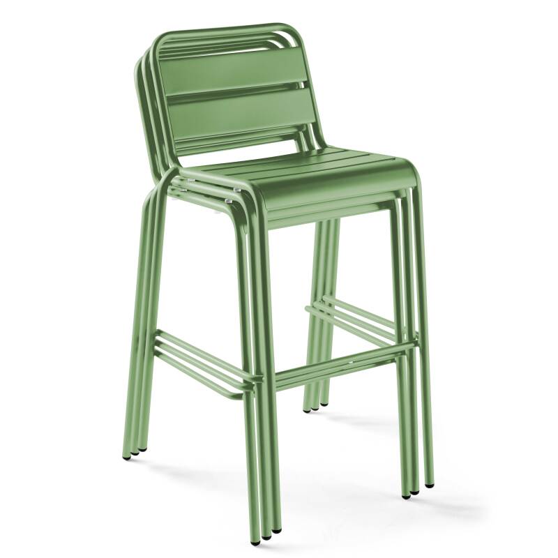 Hochbar-Tisch 70 cm x 70 cm und 4 hohe Metallstühle