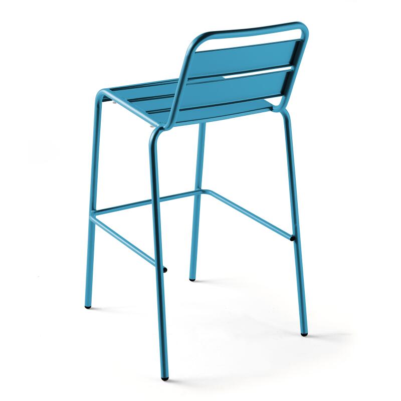 Hochbar-Tisch 70 cm x 70 cm und 4 hohe Metallstühle