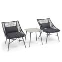 Gartenlounge-Set  aus Seilen mit 2 Sesseln und 1 Couchtisch