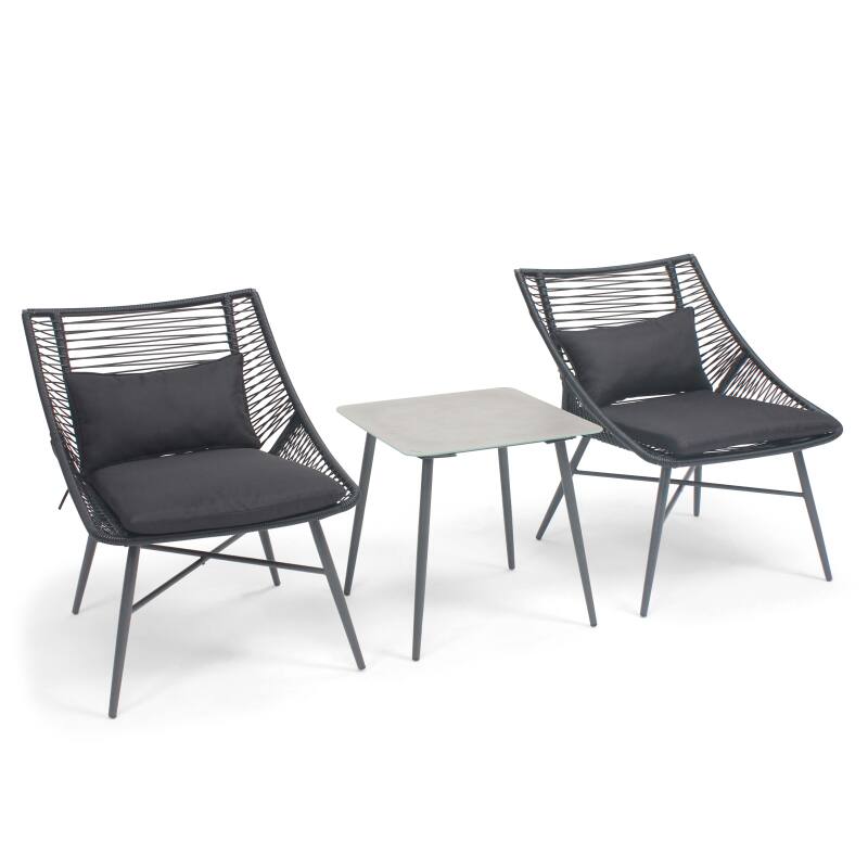 Gartenlounge-Set  aus Seilen mit 2 Sesseln und 1 Couchtisch