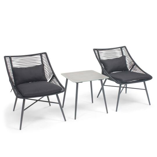 Gartenlounge-Set  aus Seilen mit 2 Sesseln und 1 Couchtisch