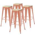 Set aus 4 Barhockern aus mattem Holz (43 x 43 x 76 cm)