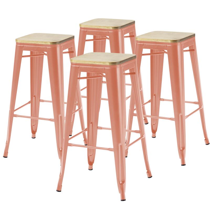 Set aus 4 Barhockern aus mattem Holz (43 x 43 x 76 cm)