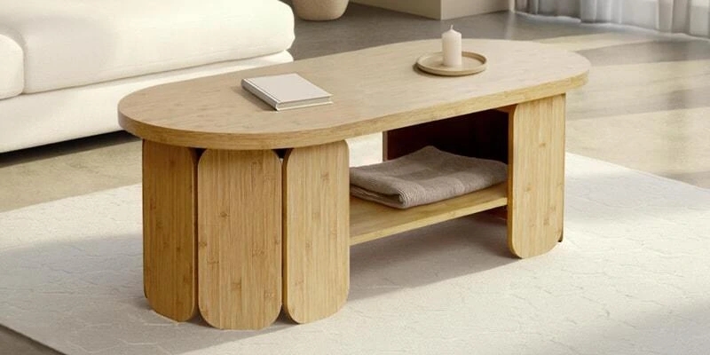 Couchtisch in natürlicher Holzoptik mit ovaler Platte