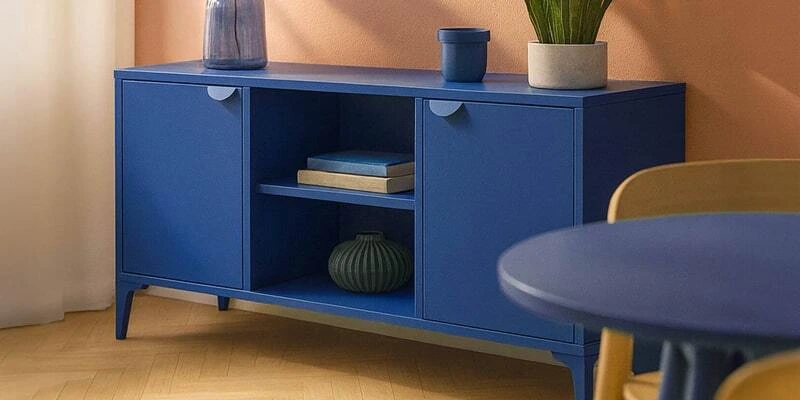 Metall-Sideboard in Blau für das Wohnzimmer