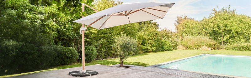 Ampelschirm Aluminium Holzoptik