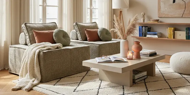 Modulare Sofasessel aus Stoff in Taupe