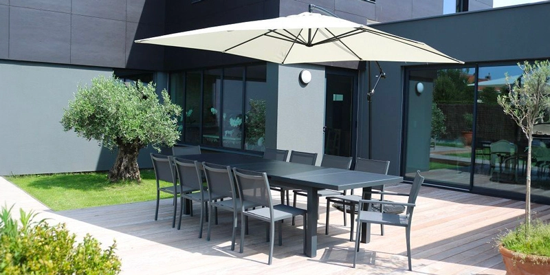 Set Ampelschirm quadratisch (3 x 3 m) mit 4 Beschwerungsplatten