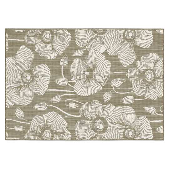 Outdoor-Teppich rechteckig, mit Blumenmuster, wendebar | Oviala