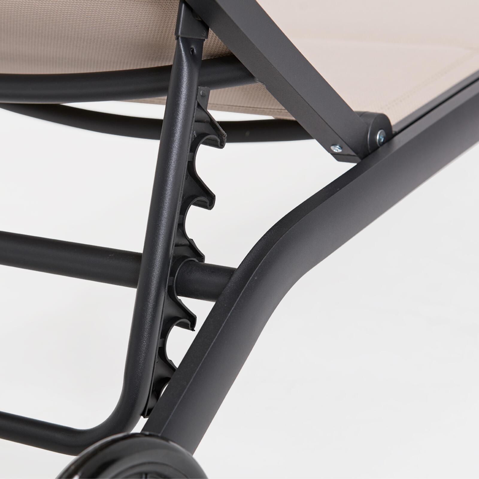 Set aus 2 Aluminium-Sonnenliegestühlen mit Rädern, 4-fach verstellbar 