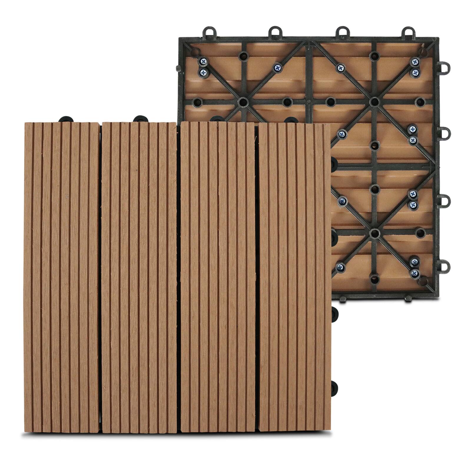 Set von steckbaren Terrassenfliesen aus Verbundholz - (30 x 30 x 2,5 cm)