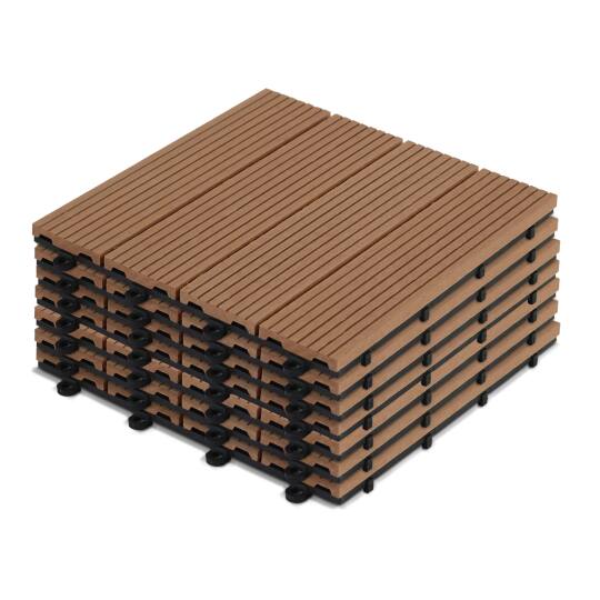 Set von steckbaren Terrassenfliesen aus Verbundholz - (30 x 30 x 2,5 cm)