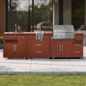 Outdoor-Küche aus Metall mit Outdoor-Spüle, Grill und Stauraum – 3 Module - Lifestyle