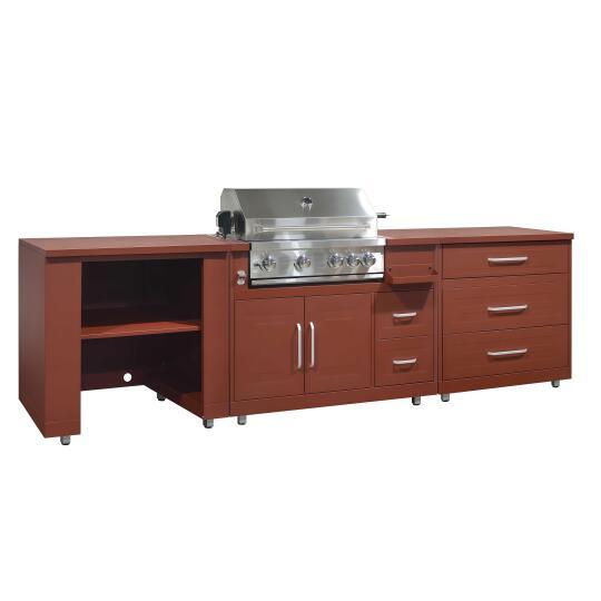 Outdoor-Küche aus Metall mit Grill und Stauraum – 3 Module | Oviala